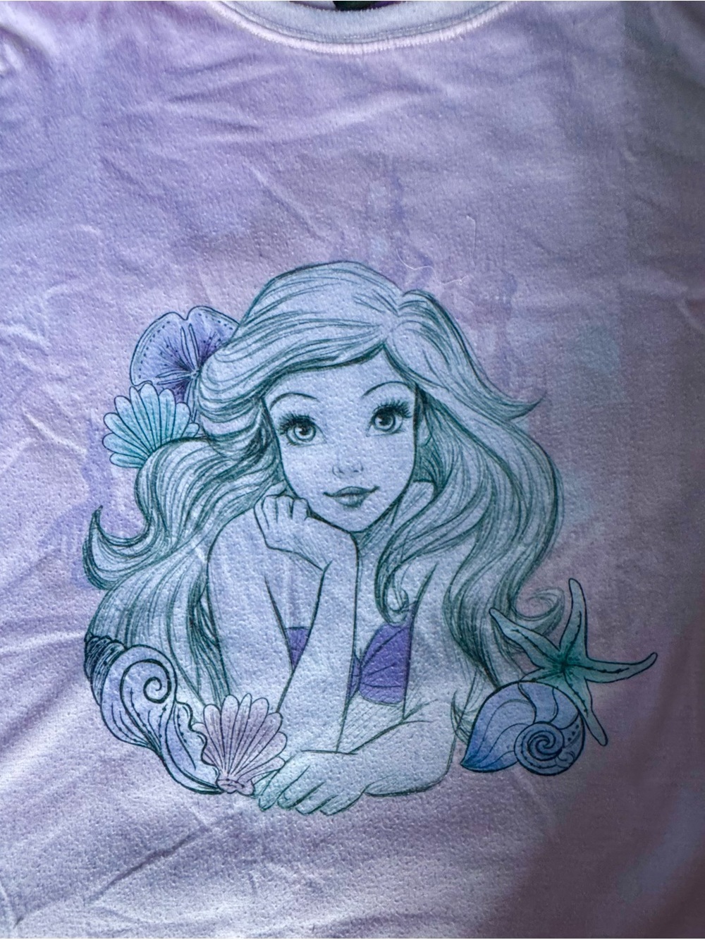 Disney Princess, Women’s Pale pink & Lavender Watercolor Little Mermaid Pajamas